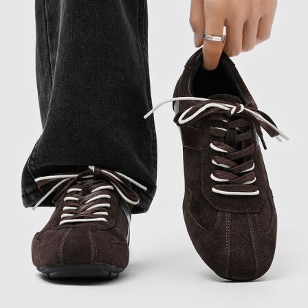 cleanfi极简老钱风德训鞋男士棕色翻毛皮鞋运动阿甘鞋拳击训练鞋