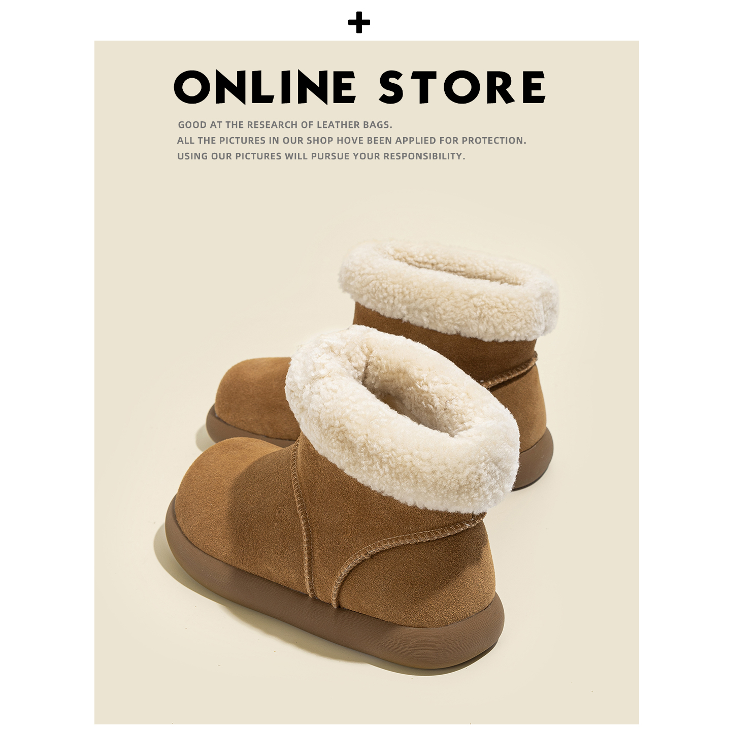 真皮版！厚底雪地靴女冬季2025新款加绒勃肯短靴保暖毛毛棉鞋子主图