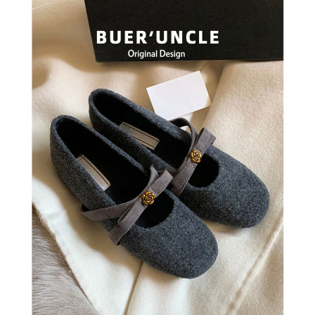 内增高~山茶花加绒勃肯玛丽珍鞋女冬2025新款单鞋保暖毛毛棉鞋