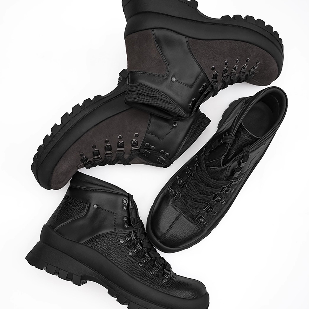 NO LOGO / 牛反绒拼接小牛皮户外中高帮Hiking Boots登山靴主图