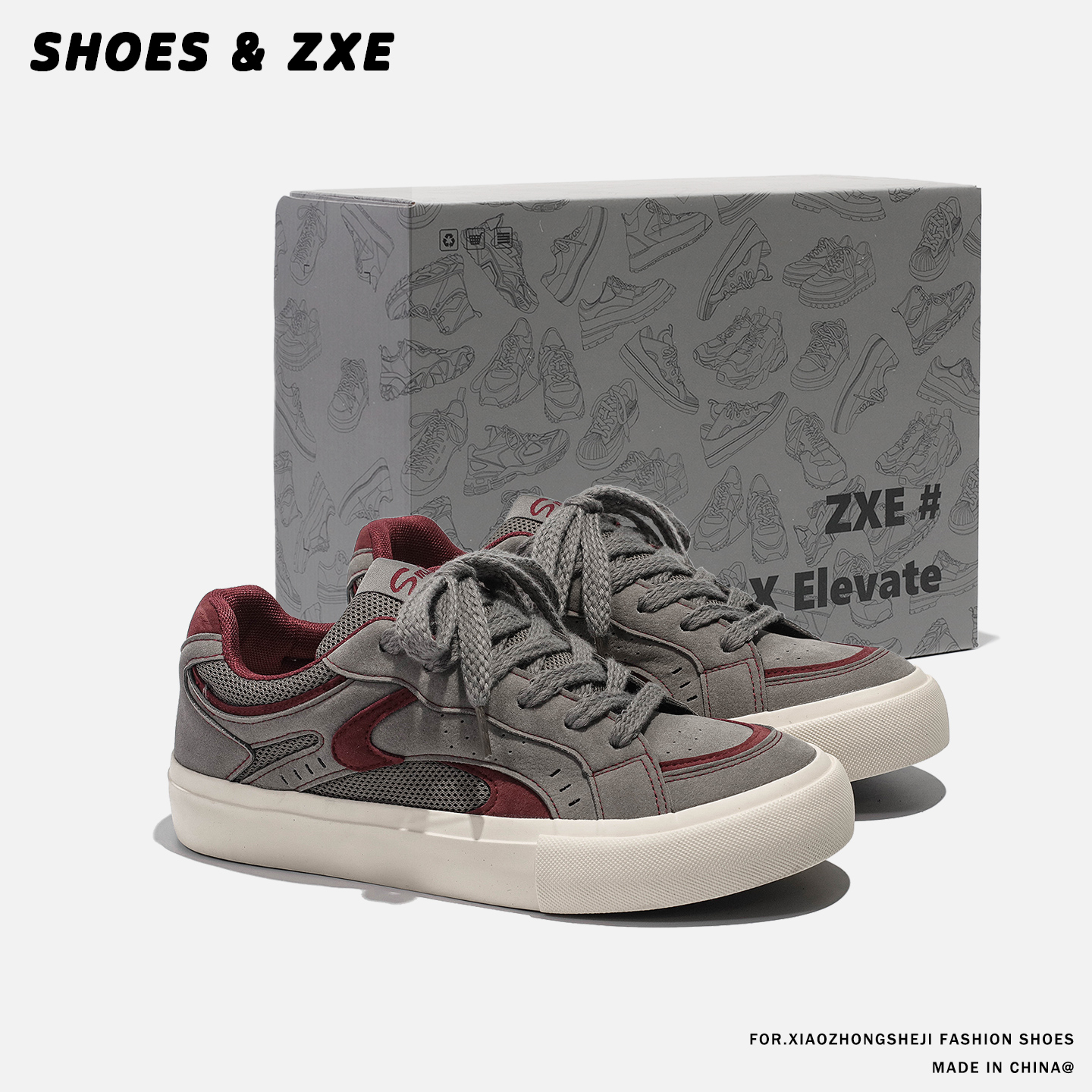 男鞋小众设计港风潮鞋美式复古男潮鞋拼色板鞋百搭休闲鞋春秋新款主图