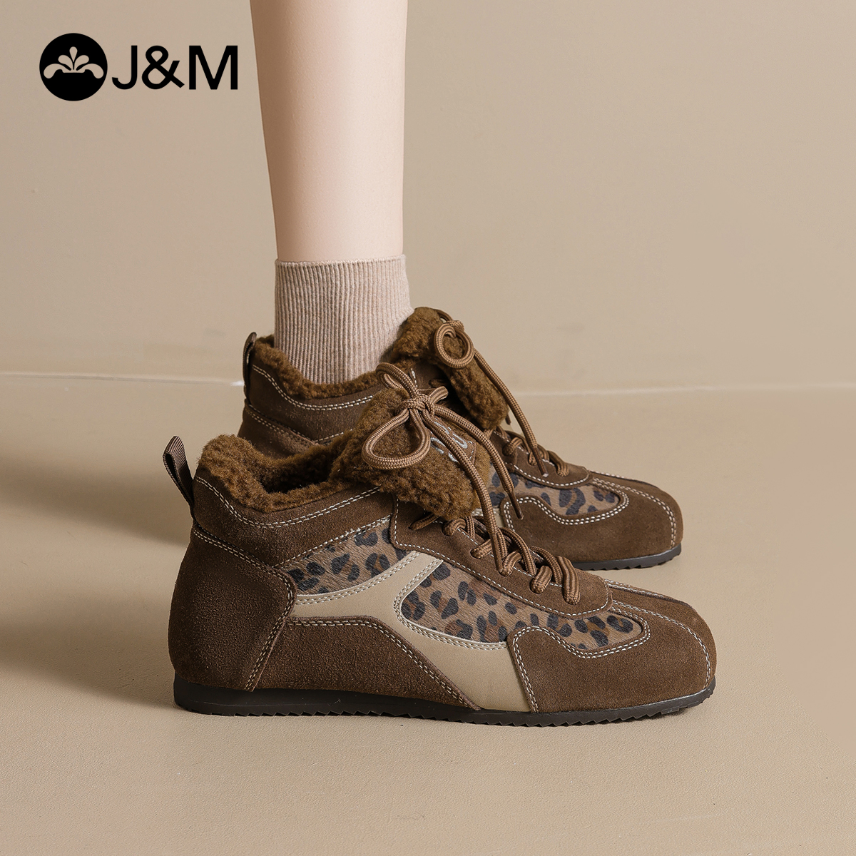 J＆M/快乐玛丽2025冬季新款加绒舒适保暖休闲鞋软底百搭时尚女鞋主图
