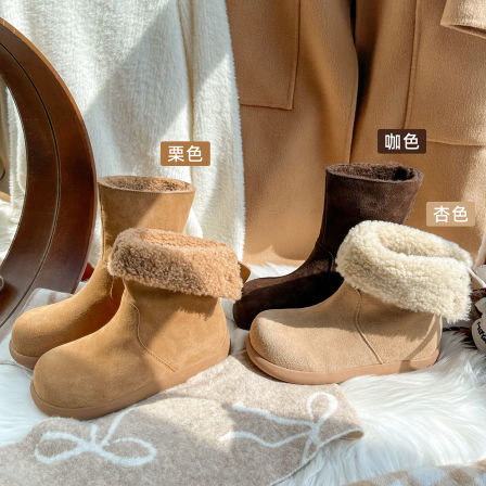 羊羔毛两穿勃肯雪地靴女2025冬季新款厚底加绒毛毛短靴小土豆棉鞋