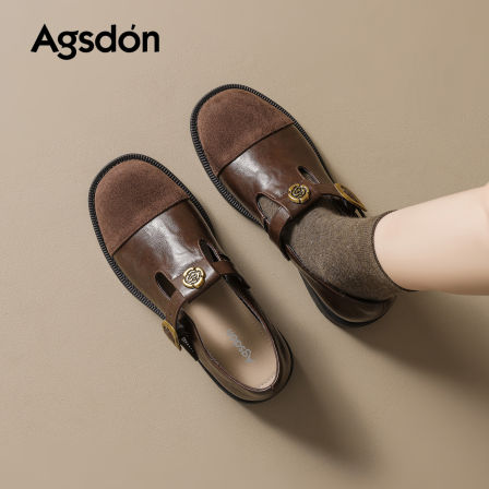 棕色乐福鞋女2025冬季新款厚底巨好看小皮鞋一脚蹬山茶花勃肯单鞋