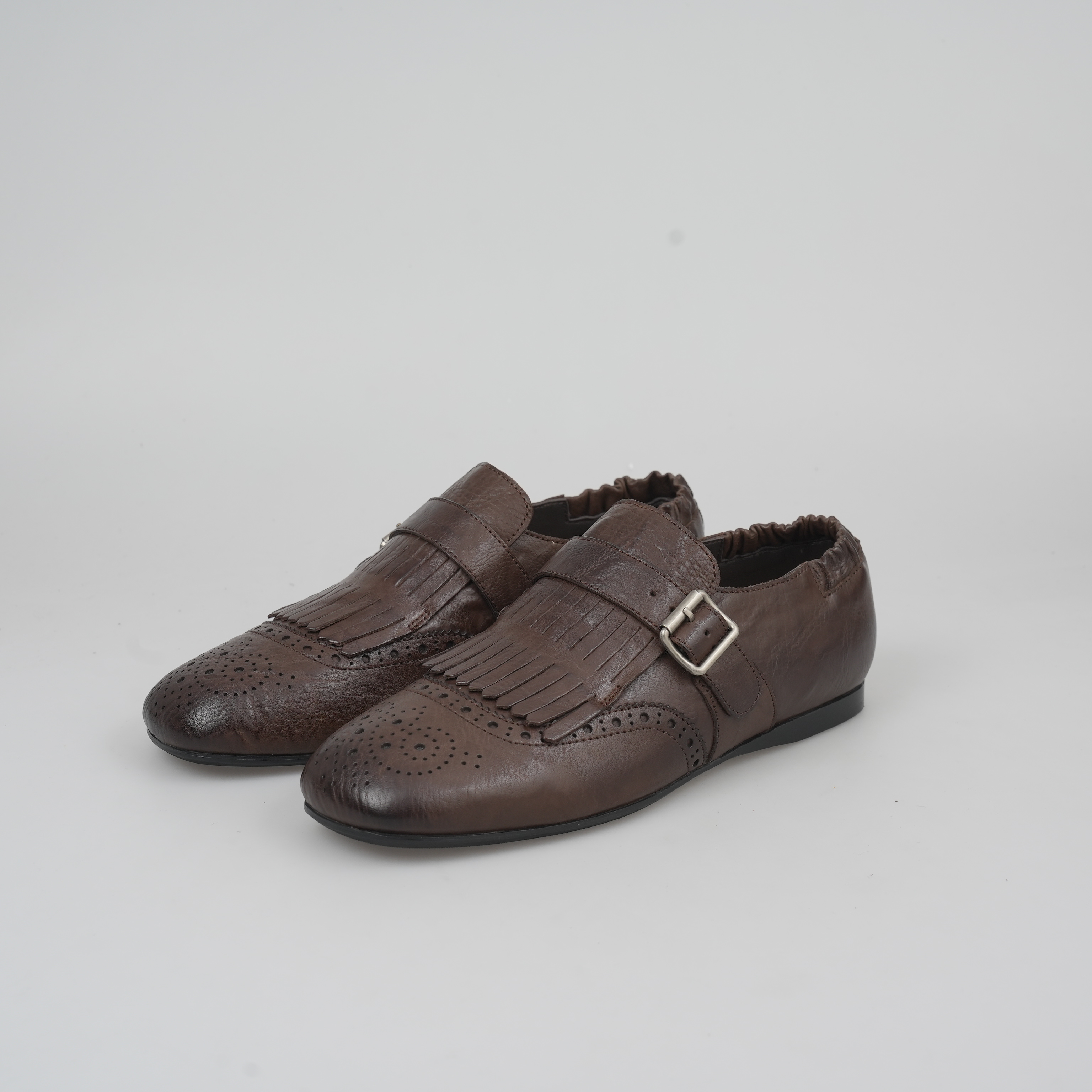 宁儿lynn雕花流苏一字扣牛皮单鞋2025新款鞋子百搭英伦圆头小皮鞋主图