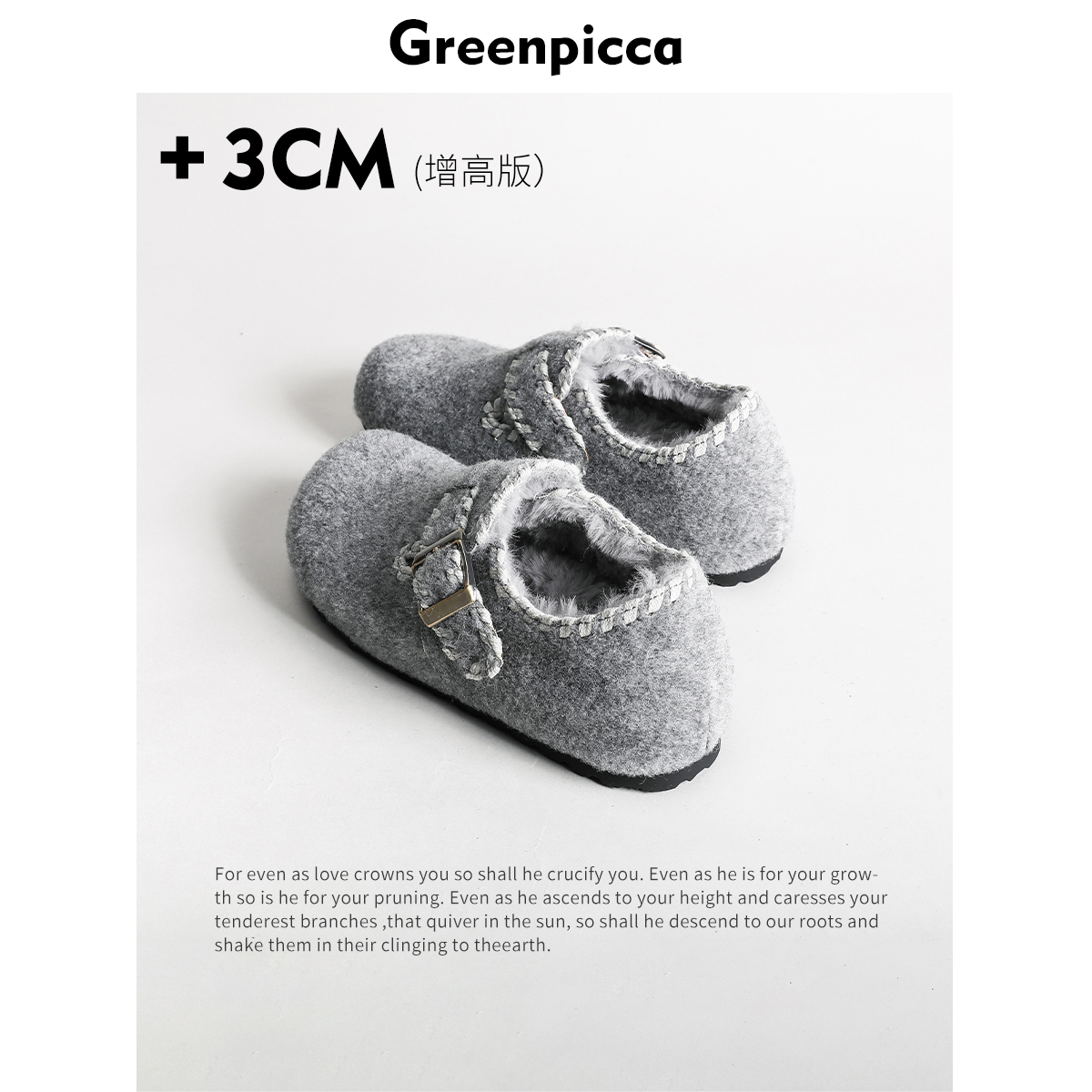 内增高加绒勃肯鞋女2025新款冬季保暖毛毛棉鞋雪地鞋厚底复古单鞋主图