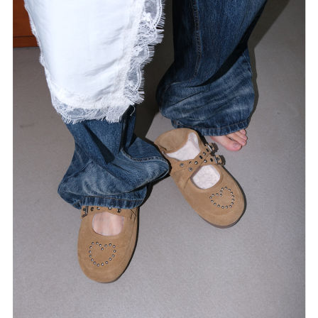 Mooreyu甜美毛毛鞋女外穿真皮勃肯加绒豆豆鞋浅口加厚平底单鞋女