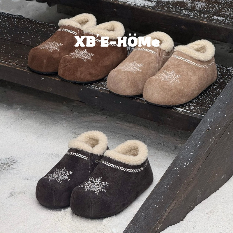 冬季新品~复古游牧风刺绣勃肯鞋女2025新款加绒加厚保暖外穿棉鞋主图