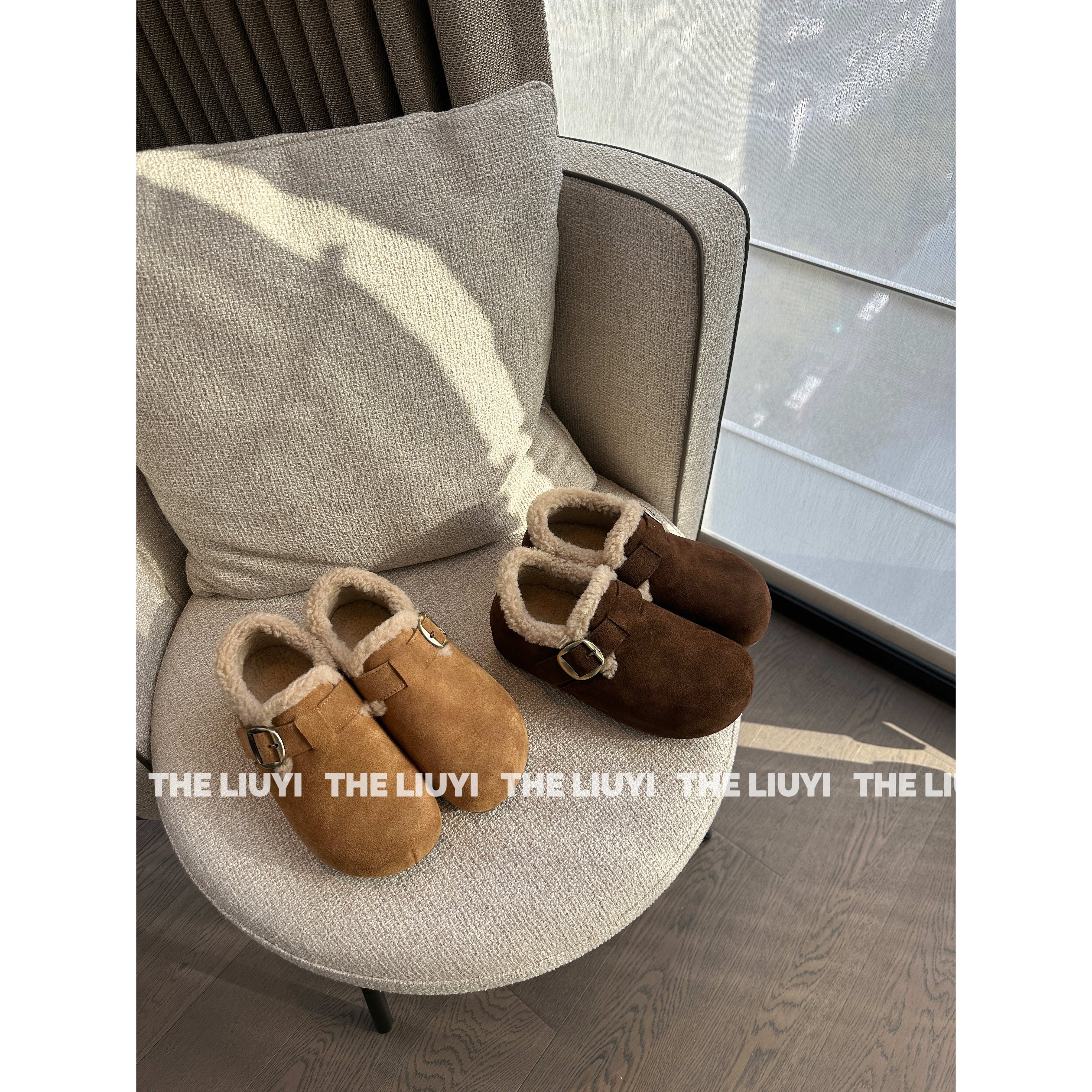 【LIUYI】新款冬季厚底保暖毛毛勃肯鞋2854主图