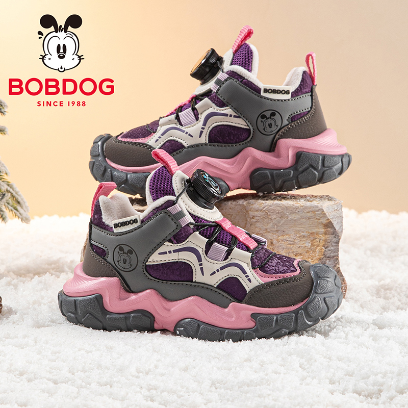 巴布豆童鞋女童二棉鞋2025新款冬季女孩加绒鞋大童冬款儿童运动鞋主图