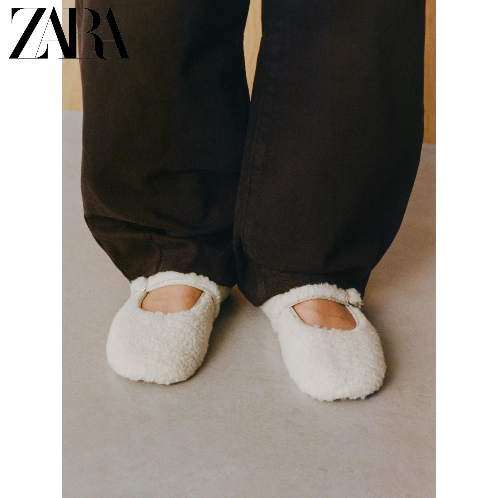 ZARA2025冬季新品 儿童鞋女童 抓绒效果舒适芭蕾鞋 2584630 002主图