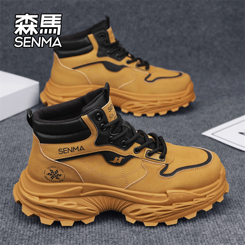 森马马丁靴男鞋冬季防滑耐磨高帮工装靴男士户外运动休闲登山潮鞋主图
