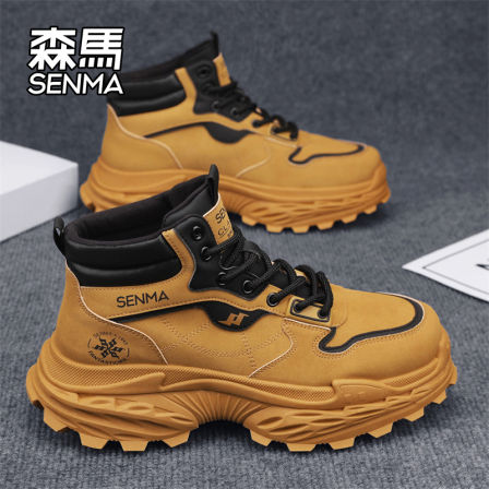 森马马丁靴男鞋冬季防滑耐磨高帮工装靴男士户外运动休闲登山潮鞋