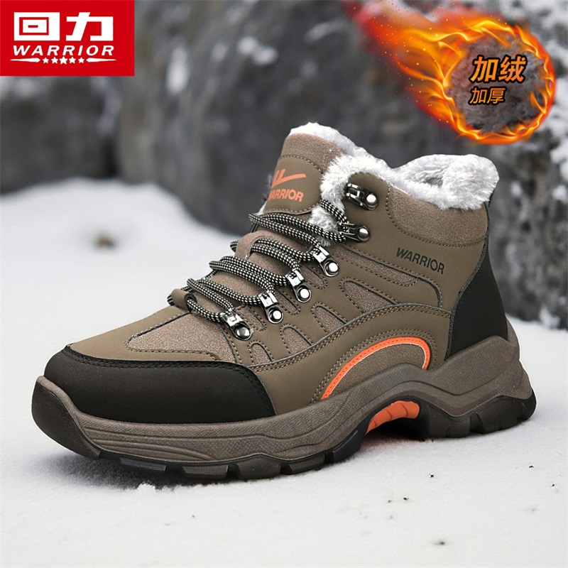 回力雪地靴男款冬季加绒保暖棉鞋户外登山防水防滑劳保工装马丁靴主图