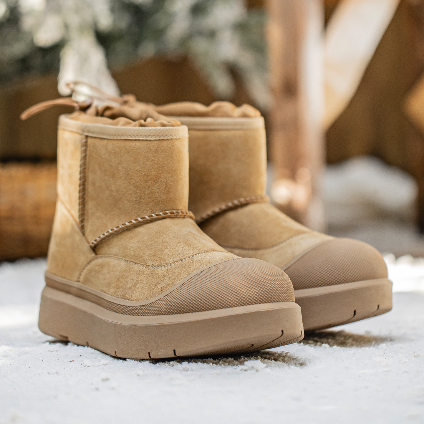 MRA高帮雪地靴男2025新款冬季一脚蹬面包鞋加绒加厚防寒保暖棉鞋主图