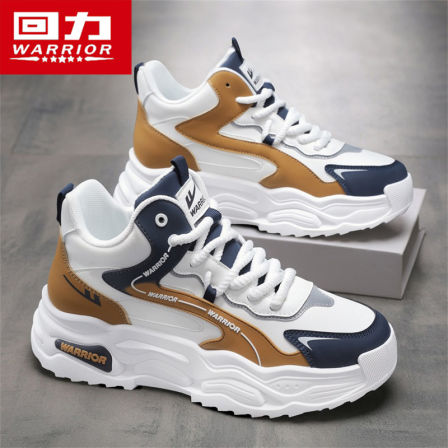 回力高帮男鞋冬季休闲学生皮面防水运动跑步厚底增高小白老爹潮鞋