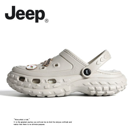 JEEP/吉普棉鞋男款秋冬两穿防滑外穿包头拖鞋保暖加绒软底洞洞鞋