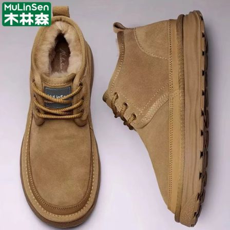 木林森雪地靴男款冬季加绒保暖爸爸休闲运动皮毛一体东北面包棉鞋