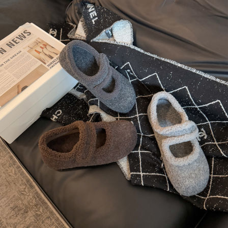 伯爵猫内增高加绒保暖勃肯玛丽珍鞋女毛毛鞋2025秋冬新毛呢小单鞋