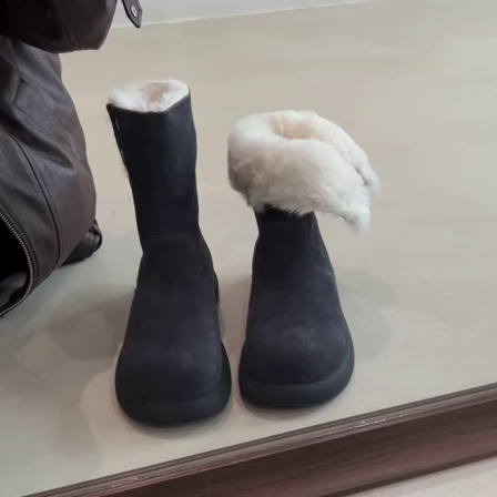 羊皮版~气质雪地靴秋冬加绒保暖厚底小个子短靴两穿百搭女时装靴