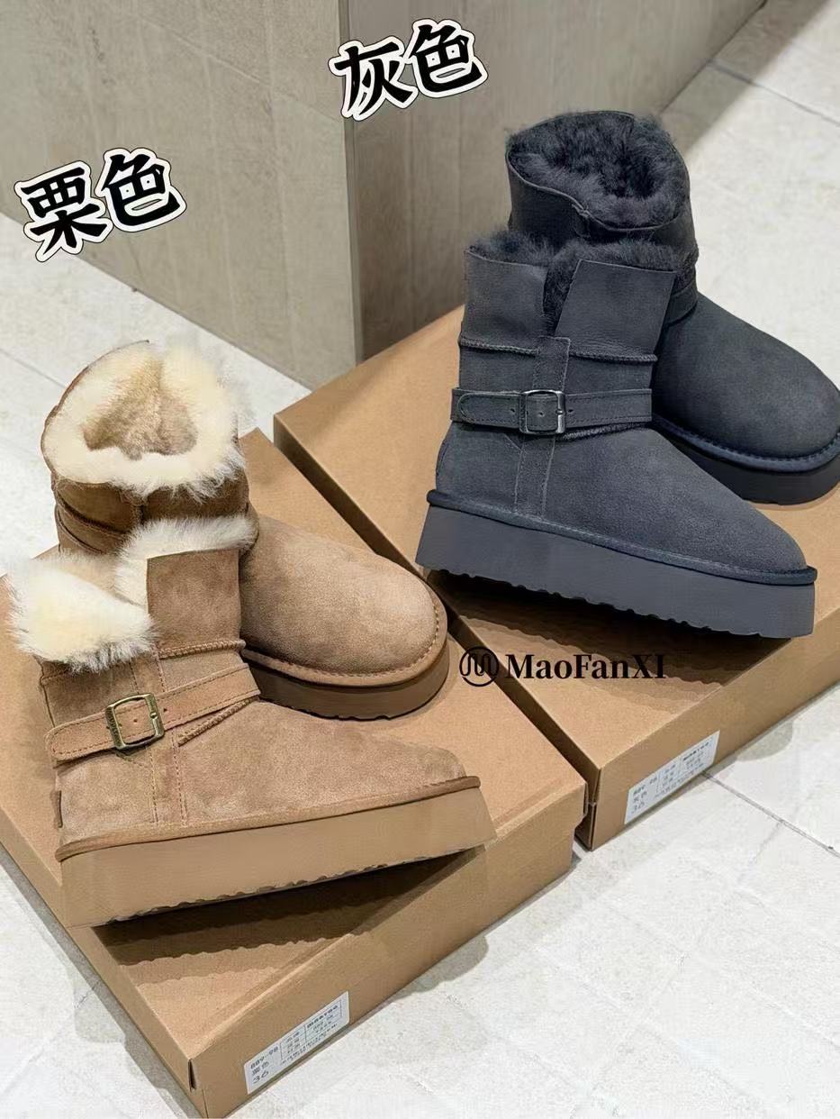 MFX 羊皮羊毛皮毛一体厚底骑士靴雪地靴女增高保暖雪地靴 889-98主图