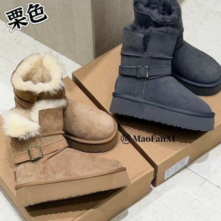 MFX 羊皮羊毛皮毛一体厚底骑士靴雪地靴女增高保暖雪地靴 889-98