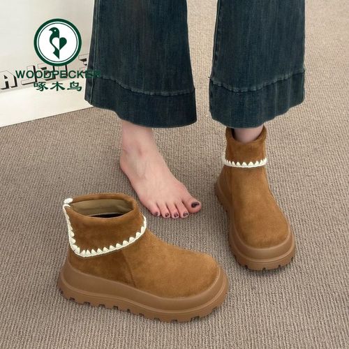 啄木鸟复古英伦风厚底马丁靴女2025新款秋季百搭显瘦增高勃肯短靴主图