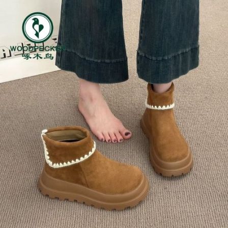 啄木鸟复古英伦风厚底马丁靴女2025新款秋季百搭显瘦增高勃肯短靴