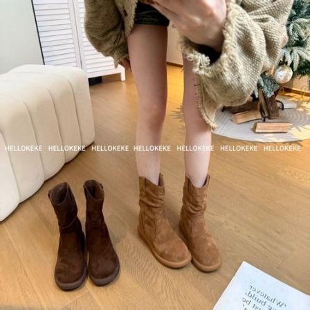 HELLO KEKE【费尔岛】6.5cm 小个子定制秋冬增高厚底堆堆靴百搭短靴