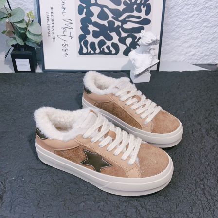 俏皮时尚休闲鞋系带冬季圆头保暖板鞋运动休闲鞋