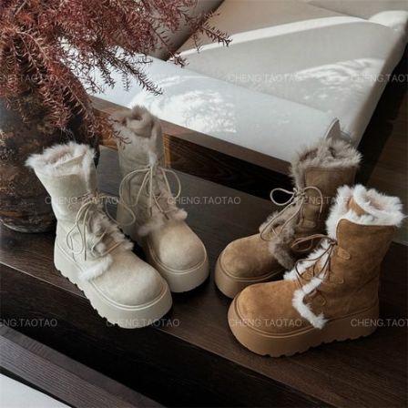 【程淘淘】北海道暖炉丨厚底增高加绒保暖雪地靴女新款两穿防滑棉靴