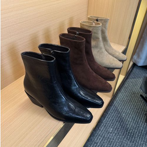 9cm尖头瘦瘦靴法式复古通勤百搭靴子内增高短靴2025秋冬新款女款主图