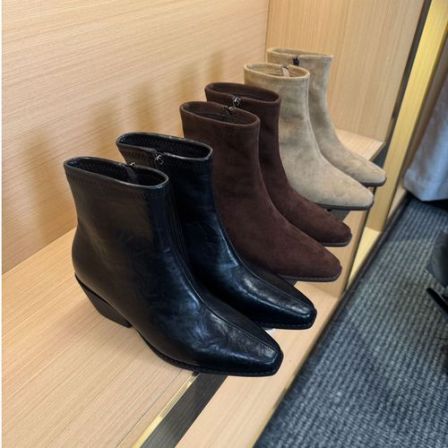 9cm尖头瘦瘦靴法式复古通勤百搭靴子内增高短靴2025秋冬新款女款