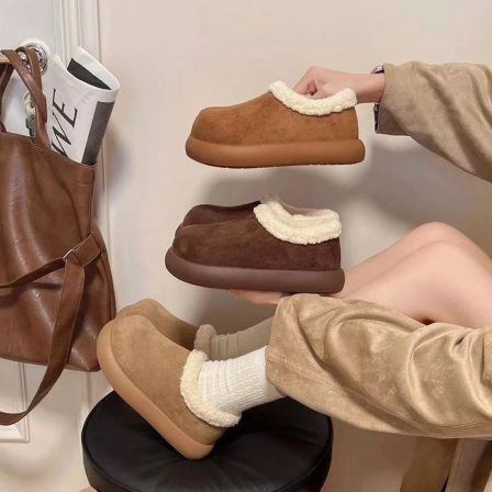 韩国设计师品牌SK包头款纯色休闲风女包头拖休闲毛拖厚底秋冬