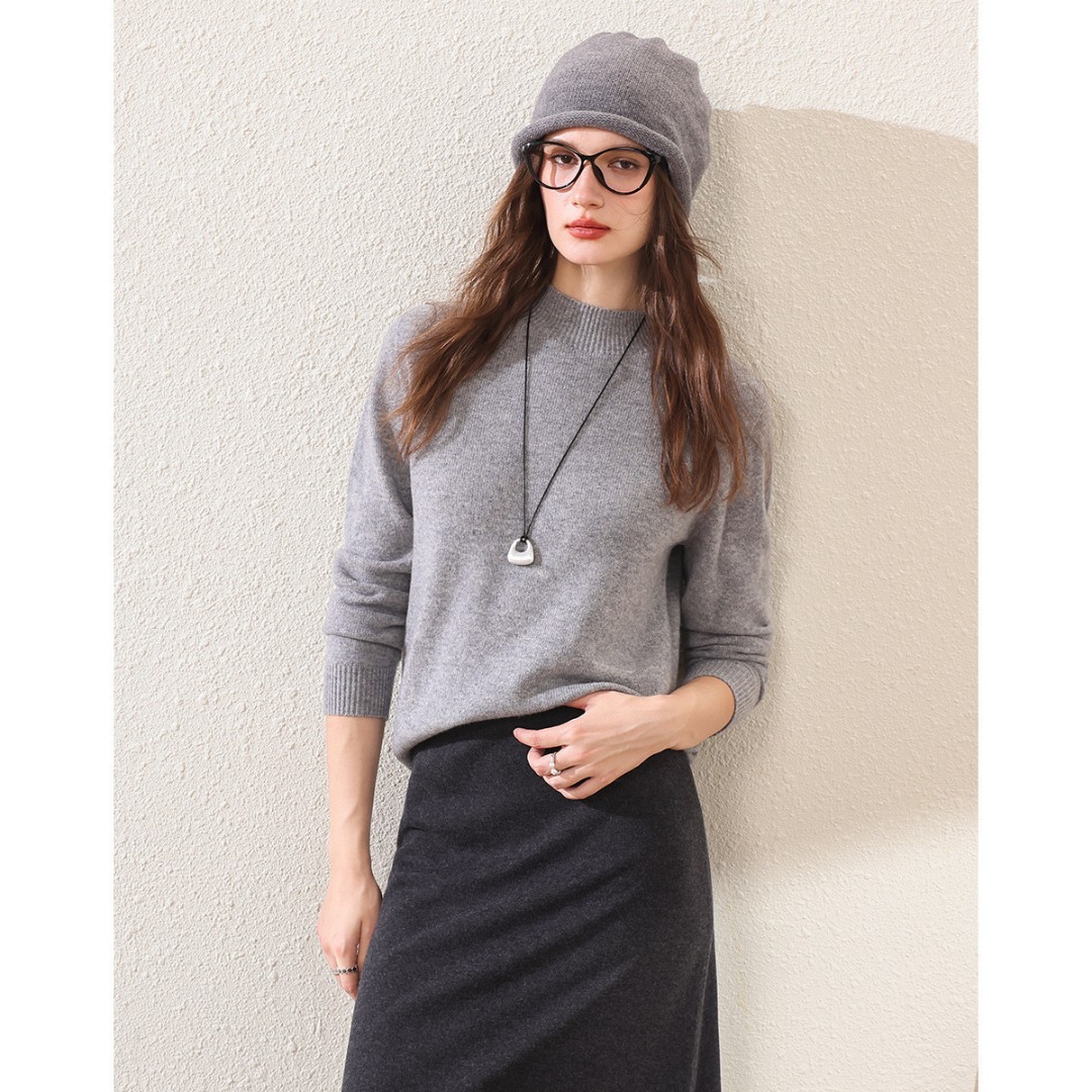 【赛兔】含山羊绒羊毛衫女百搭纯色半高领羊毛衫女543255009【专场】主图