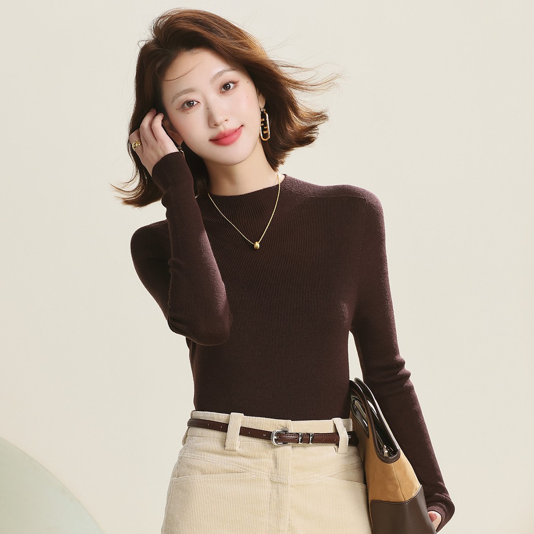 【赛兔】可机洗精纺无缝100%羊毛基础半高领针织衫525245006【专场】主图