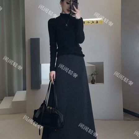 【闹闹专属】高腰醋酸羊毛半身裙气质百搭冬季加厚显瘦保暖法式长裙