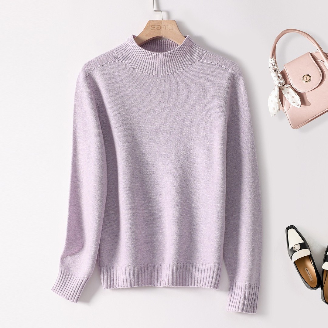 【赛兔】100%羊毛衫女厚款纯色基础打底针织羊毛衫502245035【专场】主图
