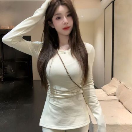 【HuiHui】韩版修身简约休闲百搭套装加厚加磨毛两件套（L0346）