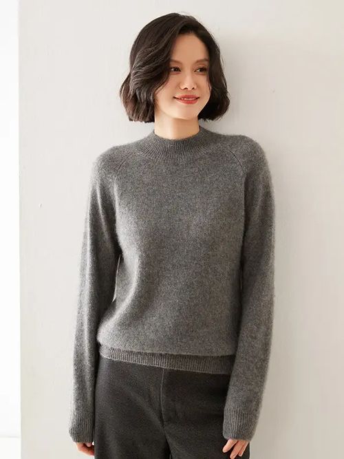 100%纯山羊绒圆+半高+高翻“软黄金” 软糯暖 加厚高克重狠舒服软糯主图