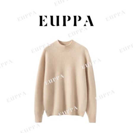 EuppaEuppa【罕山白绒】纯羊绒衫半高7针加厚休闲女士纯色QHAYR-810