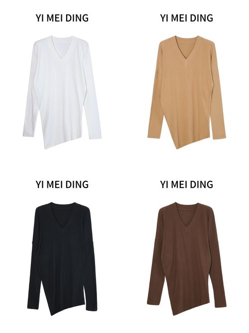 SY57【依美丁】V领素版蝙蝠袖磨毛百搭T裙主图