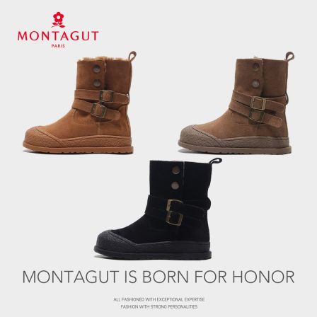 Montagut梦特娇2025冬季加绒加厚中筒靴男女童保暖雪地靴BGF9785