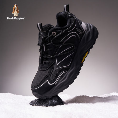 暇步士童鞋男童棉鞋冬季儿童运动鞋软底黑色中大童徒步跑步休闲鞋