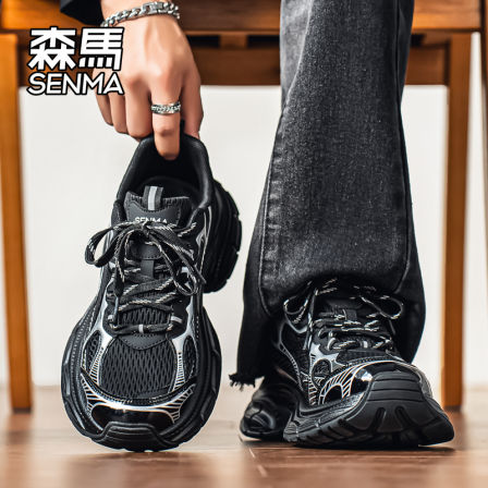 森马黑武士男鞋冬季潮流百搭运动跑步鞋青少年厚底防滑增高老爹鞋