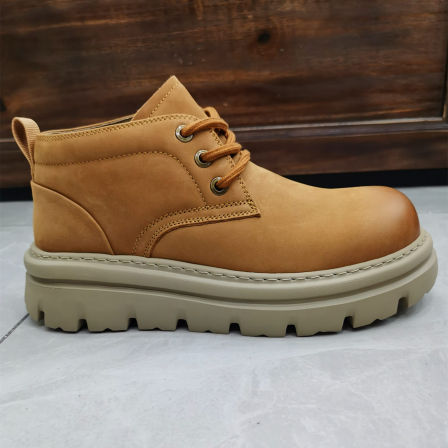 男士马丁靴真皮中帮厚底工装靴男休闲男款靴子男鞋2025新款冬棉鞋