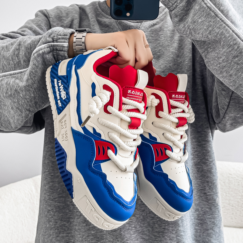 网红爆款男鞋2025新款冬季百搭休闲板鞋学生特大码48厚底运动潮鞋主图