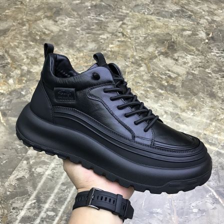 广州真皮高帮男鞋2025冬季新款保暖棉鞋头层牛皮加绒加厚休闲皮鞋