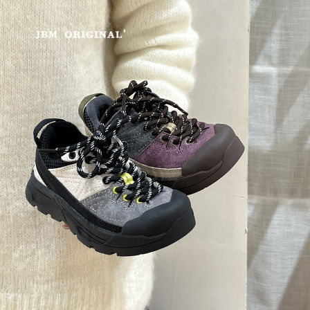 JBM 儿童户外加绒登山鞋2025冬季新款男女学生休闲拼色二棉运动鞋