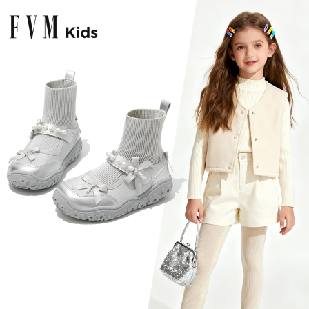 FVM女童鞋子儿童马丁短靴子2025新款秋冬季加绒女宝二棉洋气袜靴